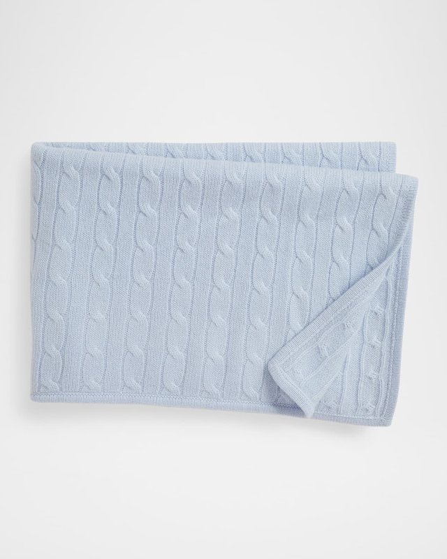 Boy's Cashmere Cable-Knit Baby Blanket